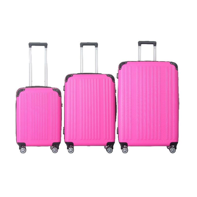 3-Piece Lightweight ABS Hardshell Luggage Set (20", 24", 26") In Honey Powder With Spinner Wheels, TSA Lock, And Adjustable Telescopic Handle - Durable Travel Suitcases_voghion.com