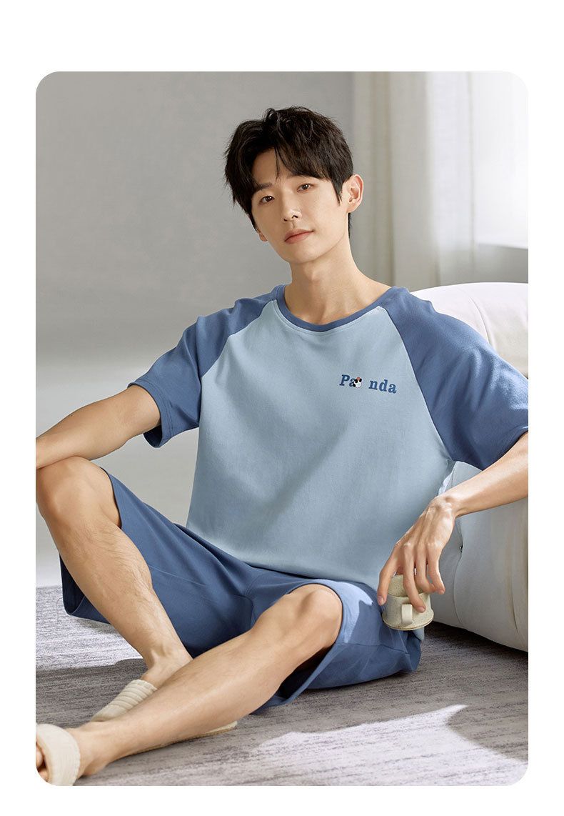 Men's Sleepwear Two Piece Set | Solid Color Basic Lightweight Breathable Oversized Large Youth Style-XL_voghion.com