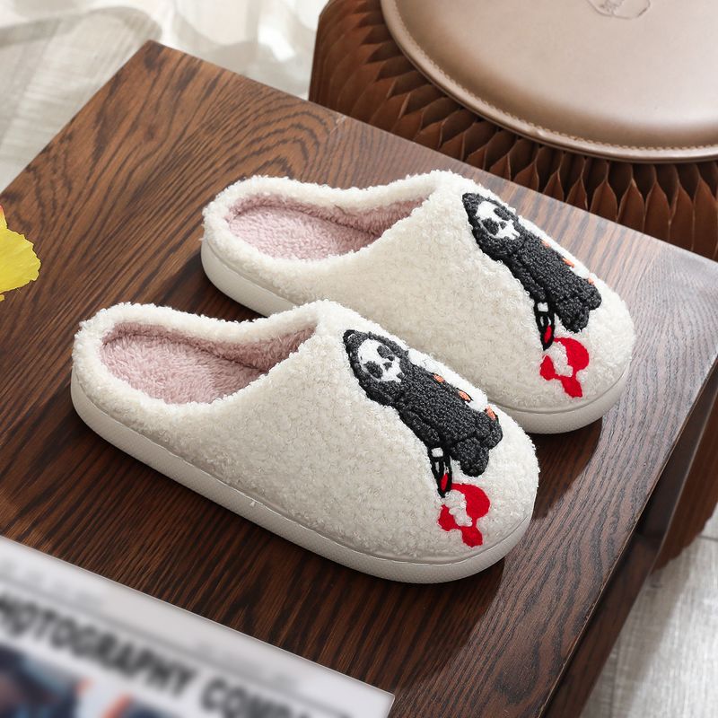 Winterpantoffeln, Lächelnde Baumwolle, Neue Schreiende Schuhe, Halloween Skelett Größe, Home Baumwolle_voghion.com