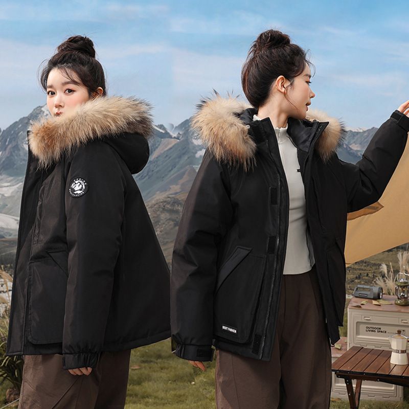 Kurze Pufferjacke für Damen im Winter mit Kunstpelzkapuze – kuschelig warme Oberbekleidung mit Fleecefutter für lässige Streetwear_voghion.com