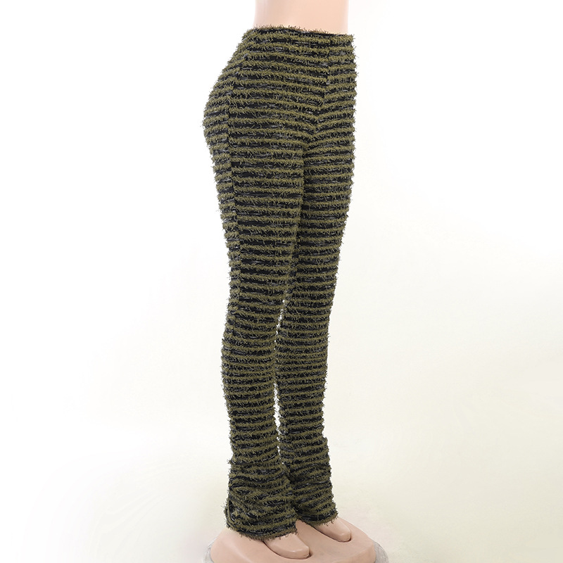 Dameskleding Gebreide Gestreepte Sexy Slanke Broek Kinder Lente Mode Hoge Taille Heup Lifting Hot Girl Casual Broek_voghion.com