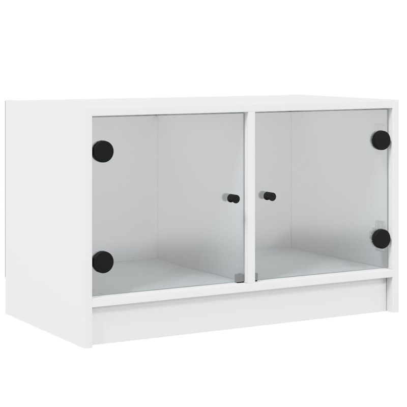 TV-Schrank Mit Glastüren Weiß 68x37x42 Cm_voghion.com