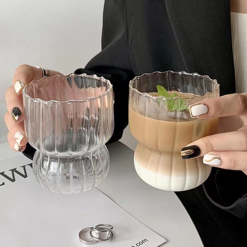 Hjemmemøbler Ins Style Kaffekopp Lubne glasskopp Høytemperaturbestandig Vannkopp Frokost Melkekopp Lattekopp Nisje Ice Beauty_voghion.com