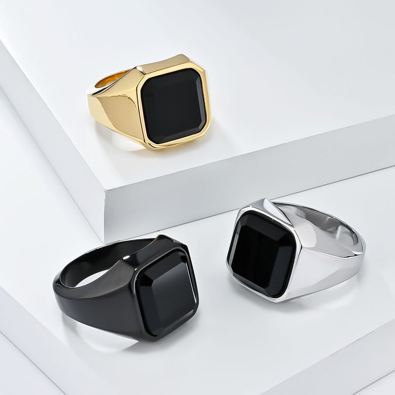 Gioielli da uomo, stile leggero e lussuoso, anello in acciaio inossidabile con gemma artificiale, gioiello in acciaio al titanio, gioiello da mano King Feel_voghion.com