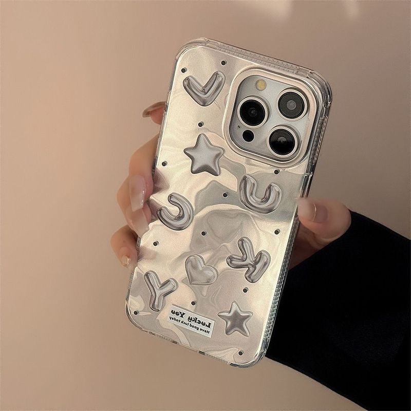 16 gegalvaniseerde ins geluksletters compatibel met iPhone 15 telefoonhoesje 14 Pro Max Water Ripple 13 Trendy 12_voghion.com