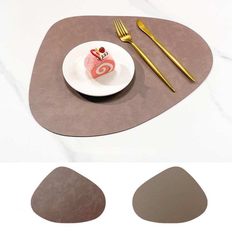 Nordic Cowhide Grain Water Drop Shape Leather Placemat Double-Sided Non-Slip PU Heat Insulation Restaurant Hotel Dining_voghion.com