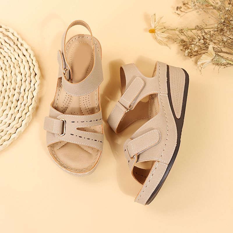 Nuovi sandali stile romano con bocca di pesce grandi casual 2024 Capispalla da donna in velcro Shake Line Shoes_voghion.com