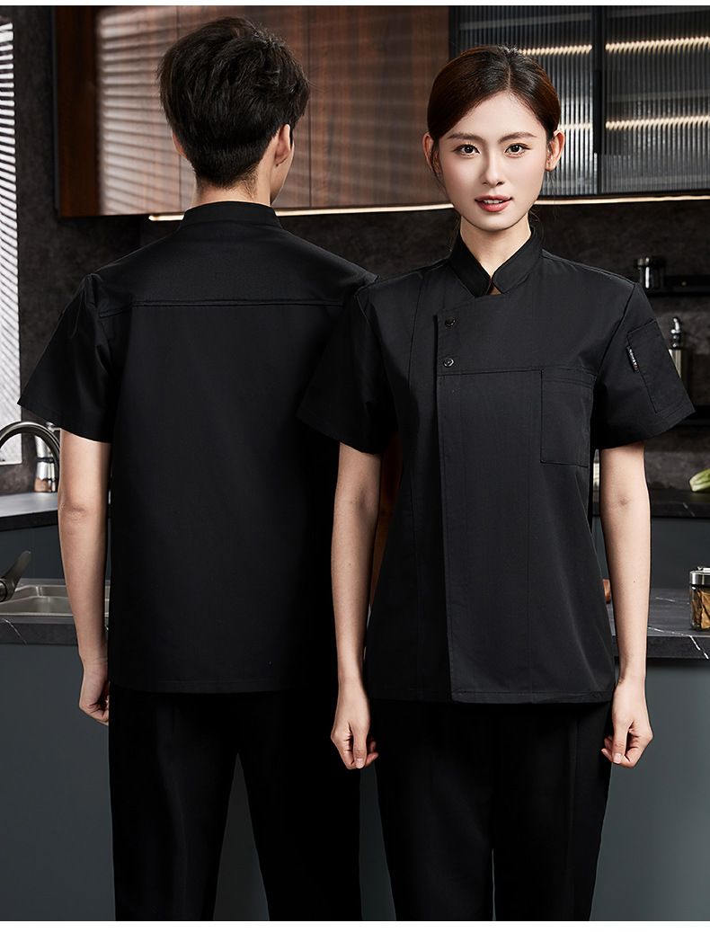Männerkleeder Chef Aarbechtskleeder Kuerzärmlech Summer Dënn Atmungsaktiv Catering Fast Food Restaurant Hot Pot Restaurant Hotel Réck Kichen Modesch_voghion.com
