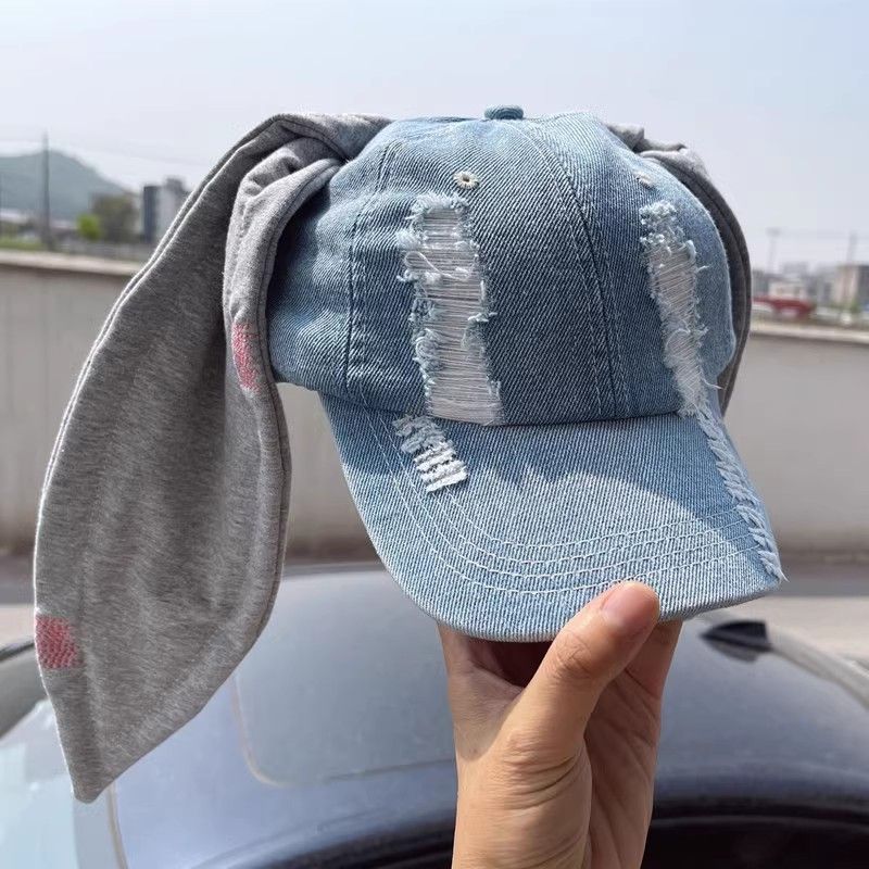 Korean Newjeans Same Rabbit Ear Duck Tongue Cowboy Wash Graffiti Dance Baseball Hip Hop Hat_voghion.com
