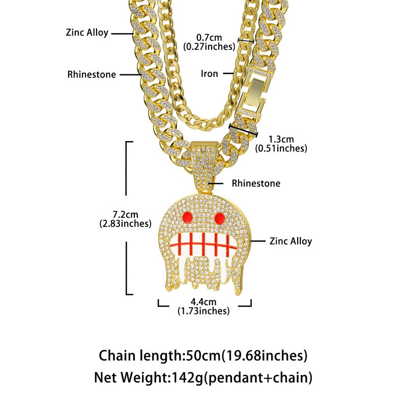 Collana con ciondolo a forma di volto di fantasma, in lega con diamanti, bracciale cubano, catena NK, prezzo di vendita_voghion.com