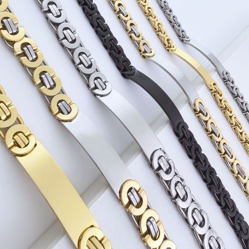 Bracciale da uomo in acciaio inossidabile al titanio con finitura liscia e curva, a forma di schiena_voghion.com