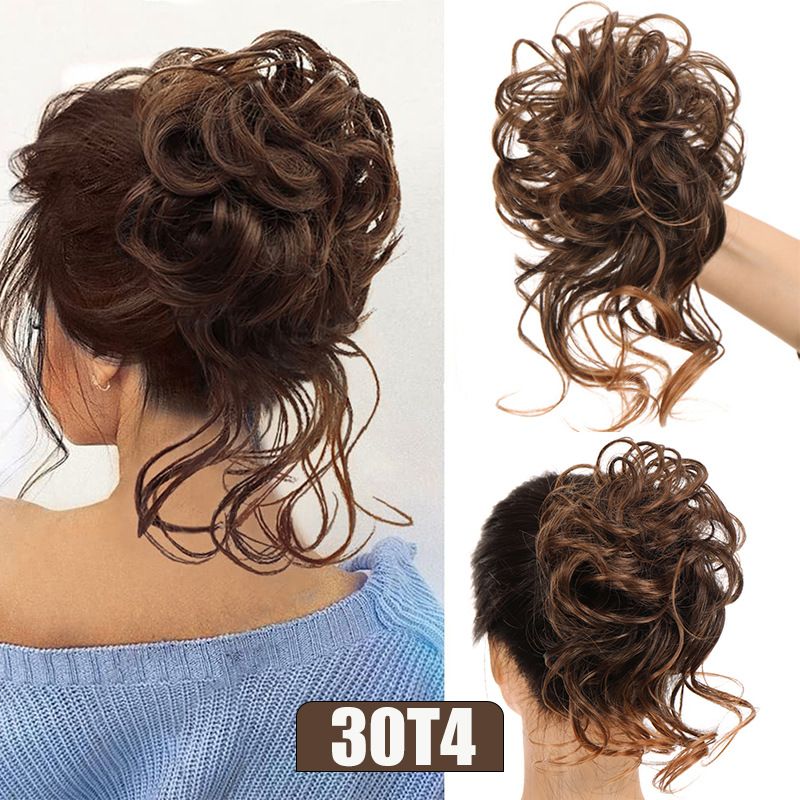 Extension per capelli Parrucca Anello per capelli Testa a sfera Alta temperatura Seta Soffice e disordinato Barba lunga Chignon a sfera 25 cm_voghion.com