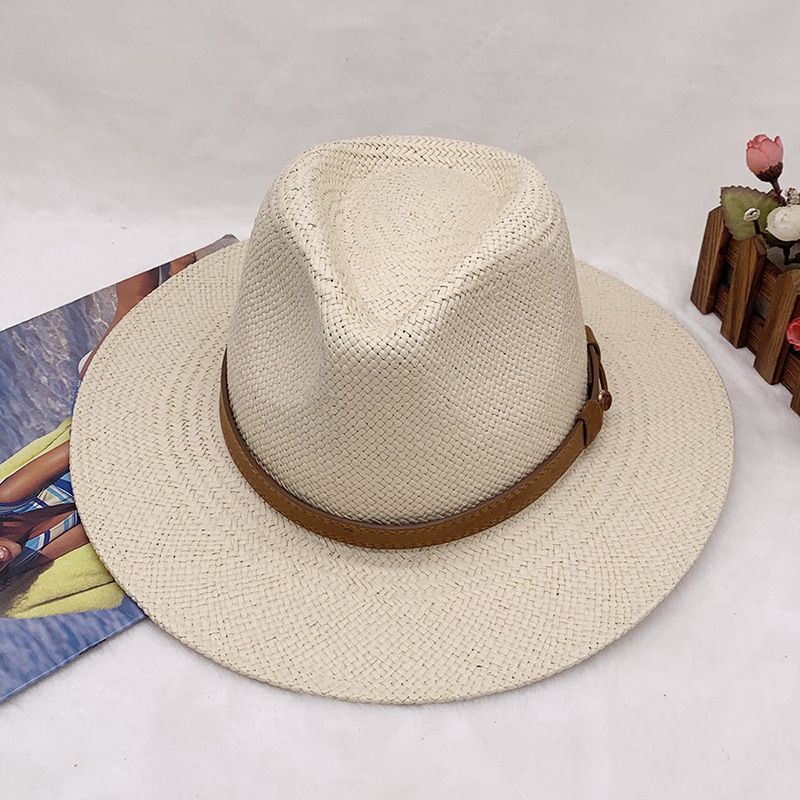solskjerm Panama solkrem jazzhatt Britisk vår og sommer strand stråhatt sommer strandhatt_voghion.com