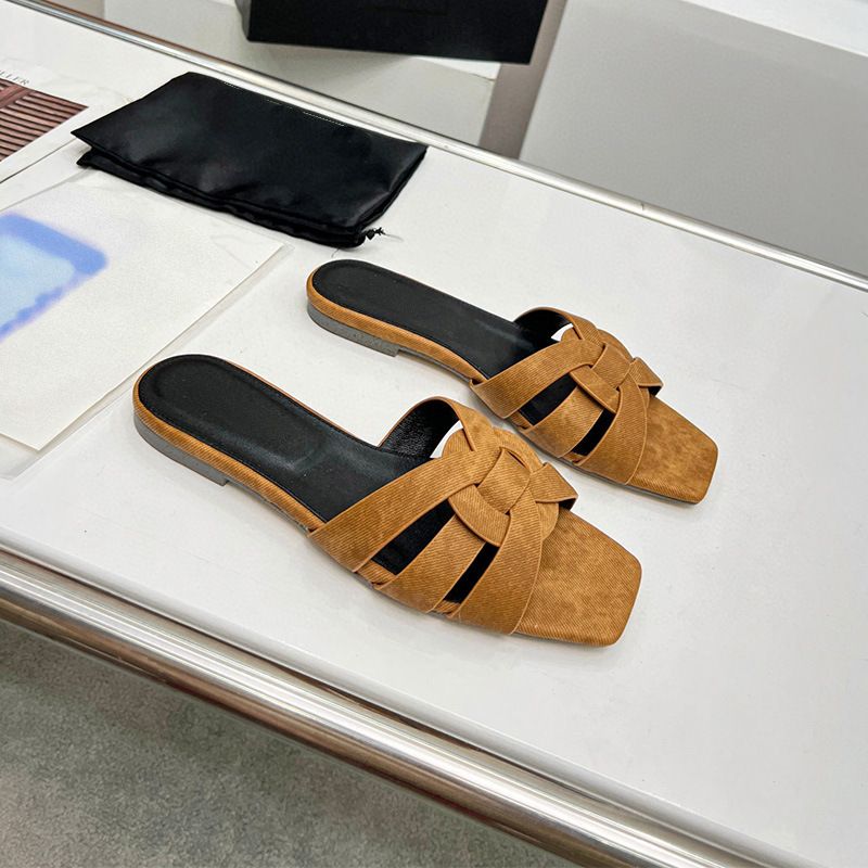 Slides Damen Hausschuhe L Top Layer Rindsleder Klassische Einwort Sandalen Hohe Qualität_voghion.com