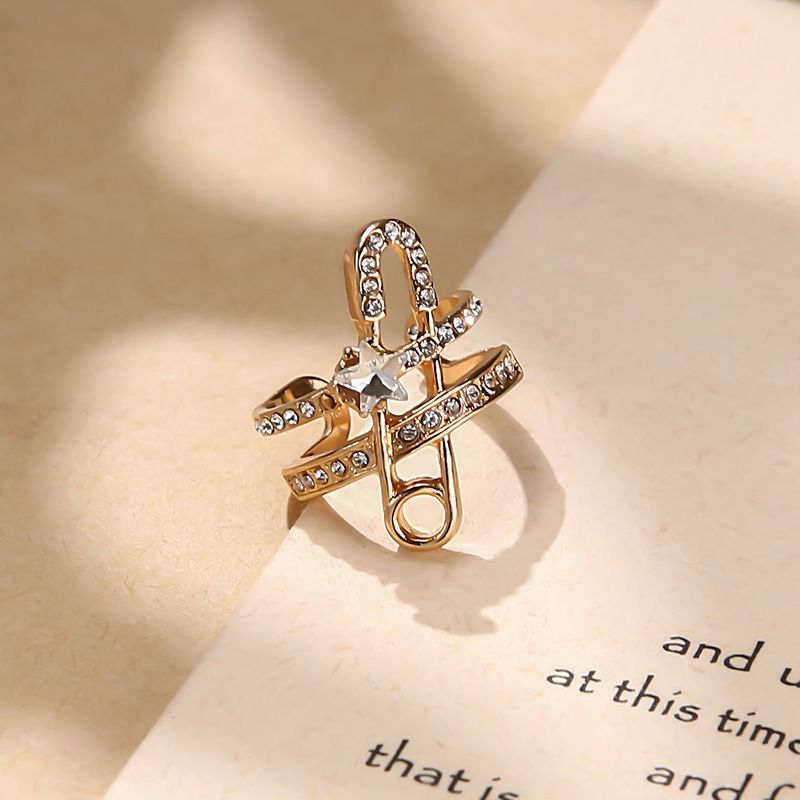 Instagram Design Pins, Five Pointed Star Fashion Internet Celebrity, Small Crowd, Adjustable Opening Index Finger Ring,_voghion.com
