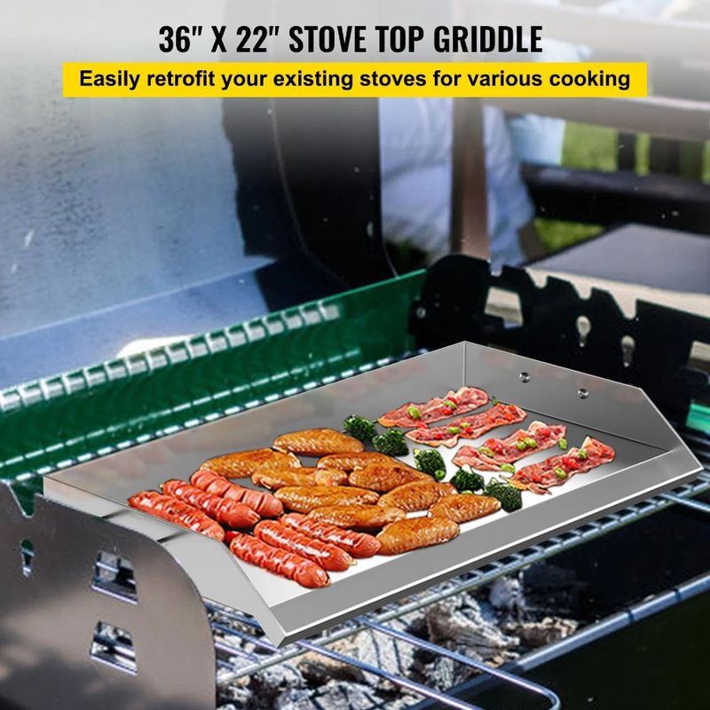 2 X 22 Gas BBQ Charcoal Griddle And Universal Grease With Flat 36 Handles Steel Stainless Rectangular Top Grill Plate NonStick_voghion.com