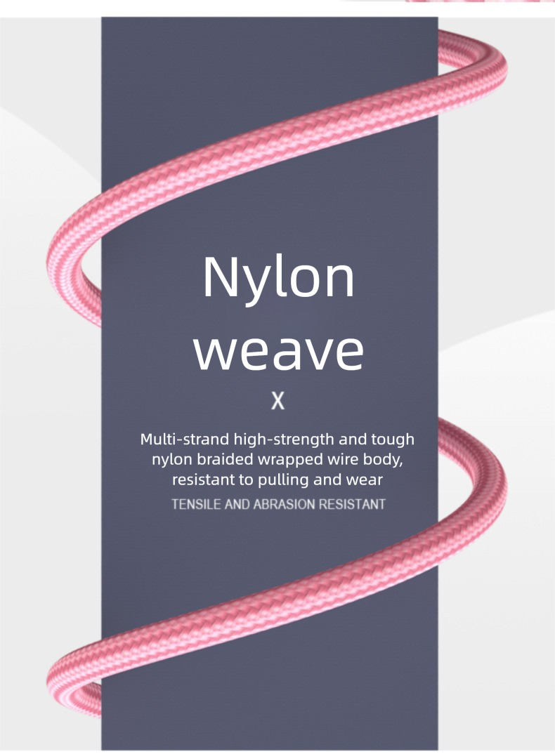 Nylon Data Compatible With IPhone Android USB Fast Charging Cable_voghion.com