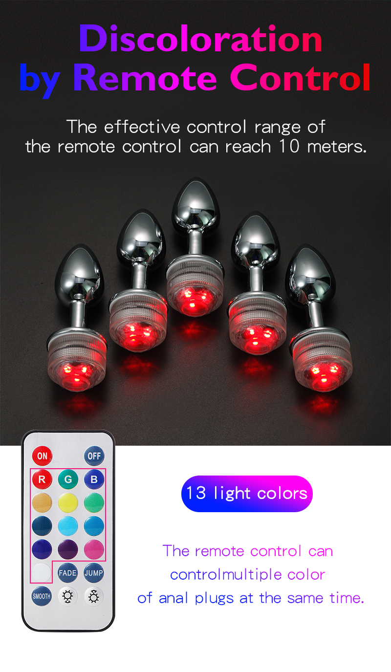 Luce splendente LED Giocattoli del sesso anale per ragazza Donna Culo Liscio Butt Plug Coda Metallo Prostata Merci Telecomando Brig_voghion.com