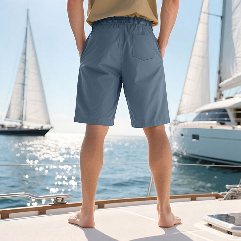 Pantalones de playa para hombre, de verano, informales, ligeros y lujosos, de cinco puntos, con cordón cruzado, talla grande_voghion.com