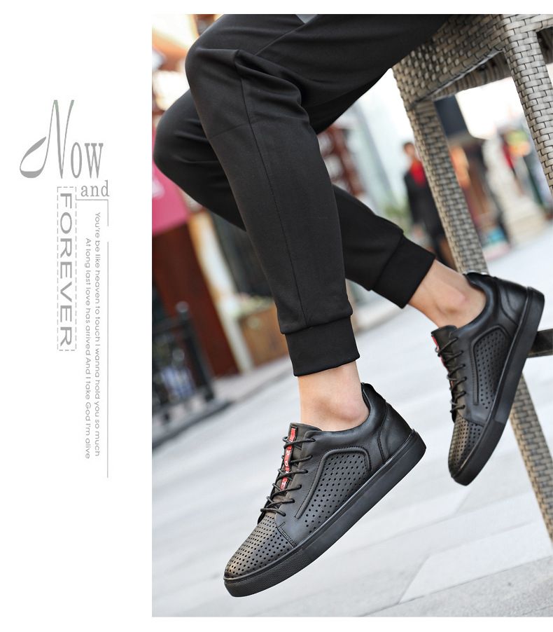 Men's casual top layer cowhide men's shoes Korean fashion sports shoes trendy leather shoes_voghion.com