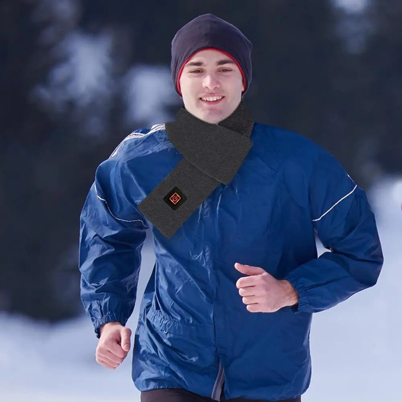 Écharpe chauffante USB intelligente en graphène pour homme et femme, avec 3 températures réglables, idéale pour l'hiver_voghion.com