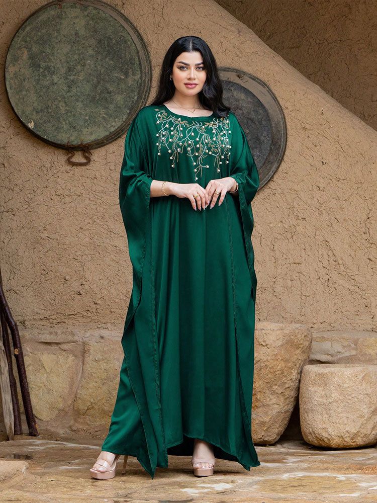 Women's Clothing Matte Satin Beaded Robe Light Luxury Party Dress Skirt_voghion.com