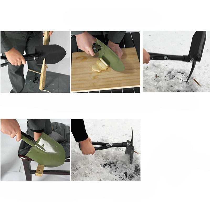 Outdoor Engineer Portable Self-Defense Camping Fishing Folding Military Pickaxe Small Car Shovel_voghion.com