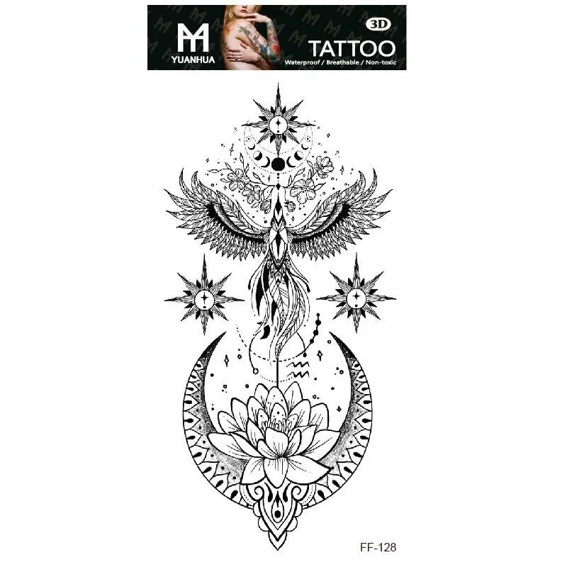 Tatuagem falsa temporária à prova d'água, braço masculino, feminino, cabeça de lobo humano, totem, texto árabe, descartáveis, adesivos falsos, femininos_voghion.com