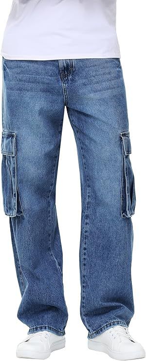 "Herren-Stretch-Jeans – Relaxed Fit, Multi-Pocket-Design (S-XXL, Baumwollmischung, Stonewash & Dunkelblau)"_voghion.com