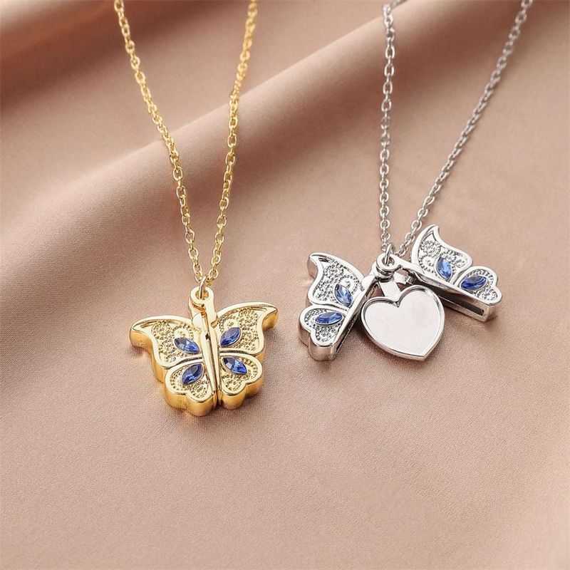 Naujas deimantinis drugelio rinkinys, skirtas moterims atidaryti, I Love You Heart pakabukas karoliai_voghion.com