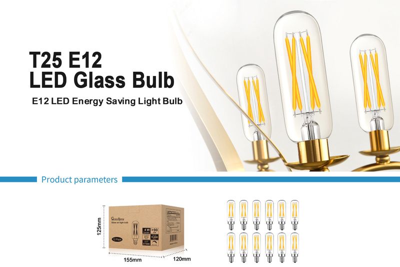 T25 LED Filament Bulb - E12 Base Edison Vintage Light Bulb, Dual Color (2200K Amber & 2700K Warm White), Dimmable, Shatterproof Glass_voghion.com