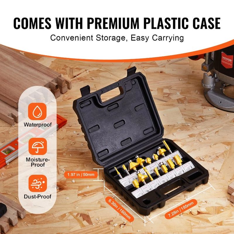 1 Bits Router 4 Bit Set Shank Router Pieces 15 Inch Carbide Carrying Case_voghion.com