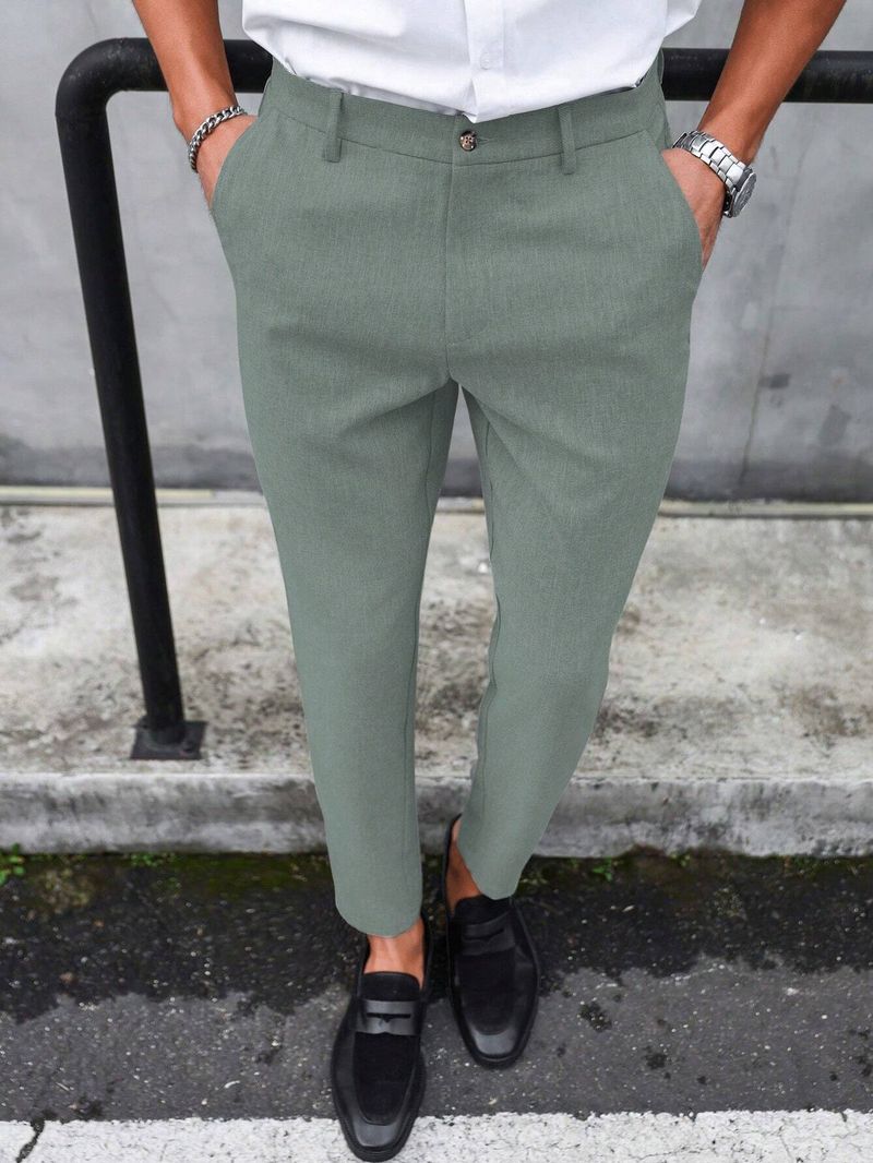 Pantaloni casual da uomo per l'autunno - Pantaloni business leggeri con vestibilità comoda e colori solidi ed eleganti_voghion.com