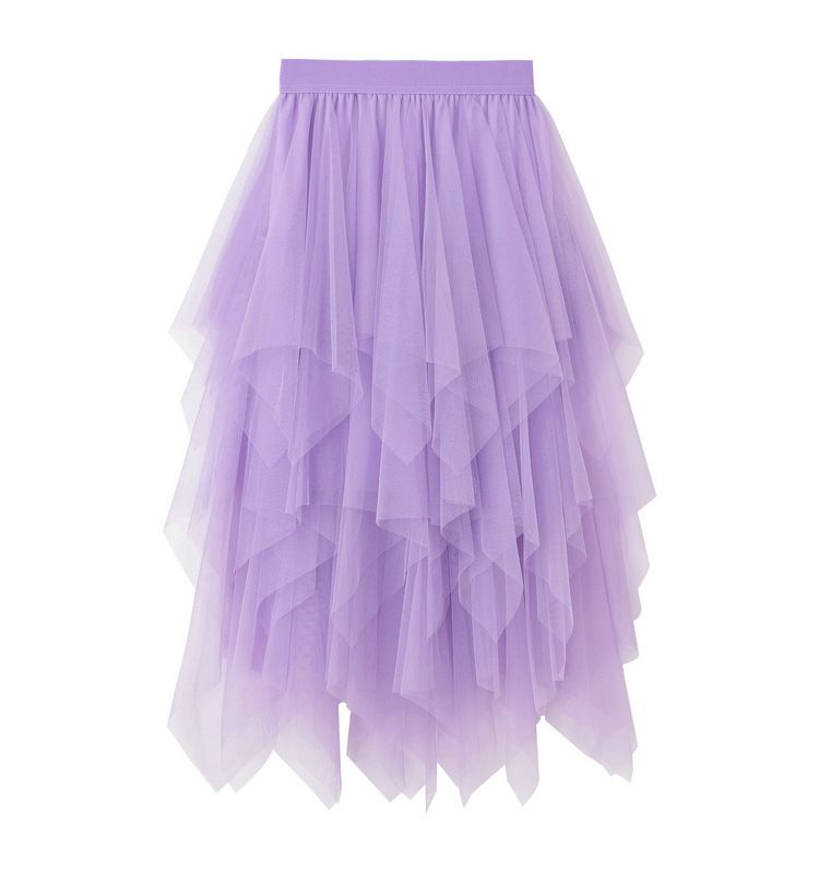 new autumn style temperament high waist slimming super fairy flower bud irregular mesh skirt female 8063_voghion.com