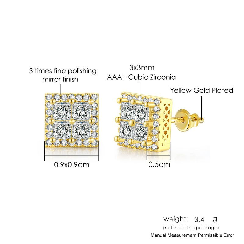 Hip Hop Zircone per Uomo Donna Full Dia Placcato Oro Filo e Orecchini_voghion.com