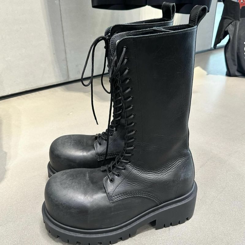 Super Cool Big Toe For Women, Mid-Calf 2025 New Style, Heel, Height Increasing, Thick Sole Boots, Lace-Up Work Boots_voghion.com