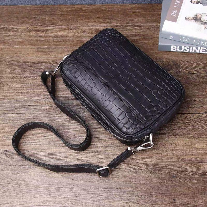 High-End-Mode Kleine Quadratische 2025 Neue Krokodil Muster Top Schicht Rindsleder Vielseitige Herren Tasche_voghion.com