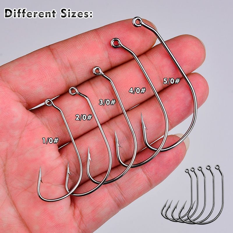 Barbed Soft Worm Single High Carbon Steel Bulk Hooks Wide Belly Crank Hook Sea Fishing Supplies_voghion.com