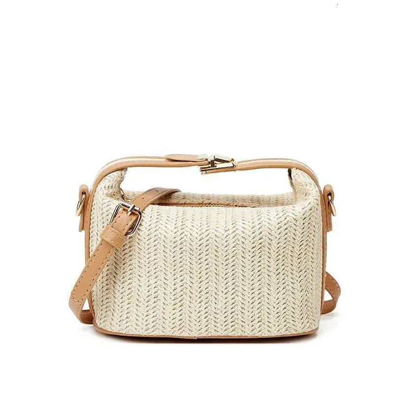 Designer 2025 Yogodlns Sommer Kleine Strohhandtasche Trendy Schulter Gewebter Eimer Crossbody Casual Seaside Beach Gilrs_voghion.com