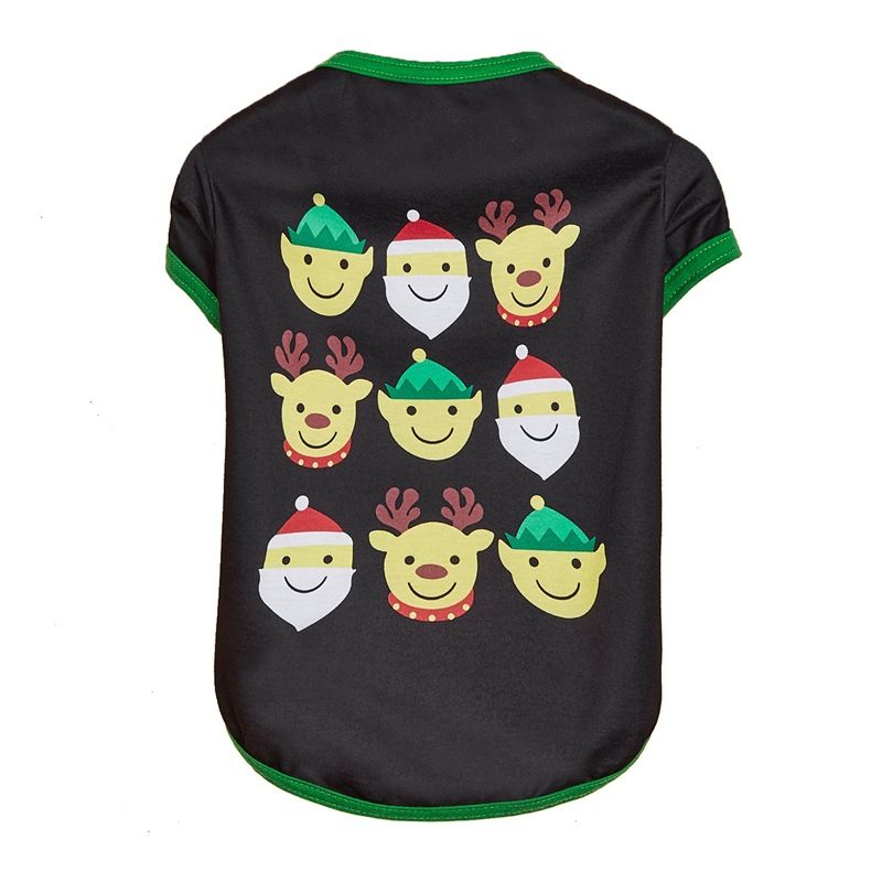 Ubranka dla psa na Boże Narodzenie Święty Mikołaj Czerwony Zielony cienki oddychający T-shirt dla zwierząt Teddy mały szczeniak Sznaucer ubranka dla psa_voghion.com