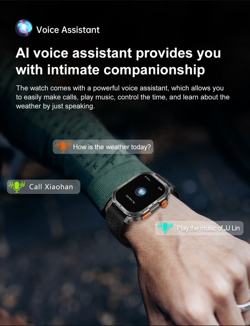 Det nye smartwatch understøtter Bluetooth-opkaldstilstandsdetektion, IP68 vandtæt firkantet HD AMOLED social underholdning_voghion.com
