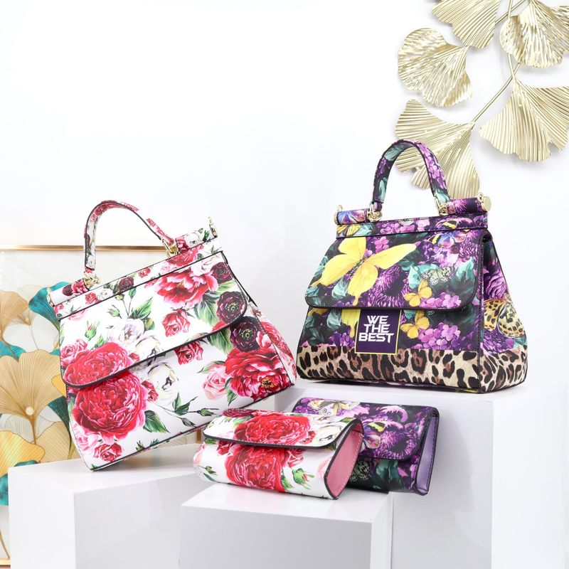 Elegante bolso tote de PU estampado para mujer: moderno bolso con estampado floral y animal, amplio interior, correa desmontable y múltiples bolsillos._voghion.com