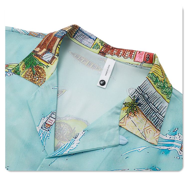 Abbigliamento da uomo casual, camicia stampata, set da due pezzi, moda retrò, camicia a maniche corte e pantaloncini_voghion.com