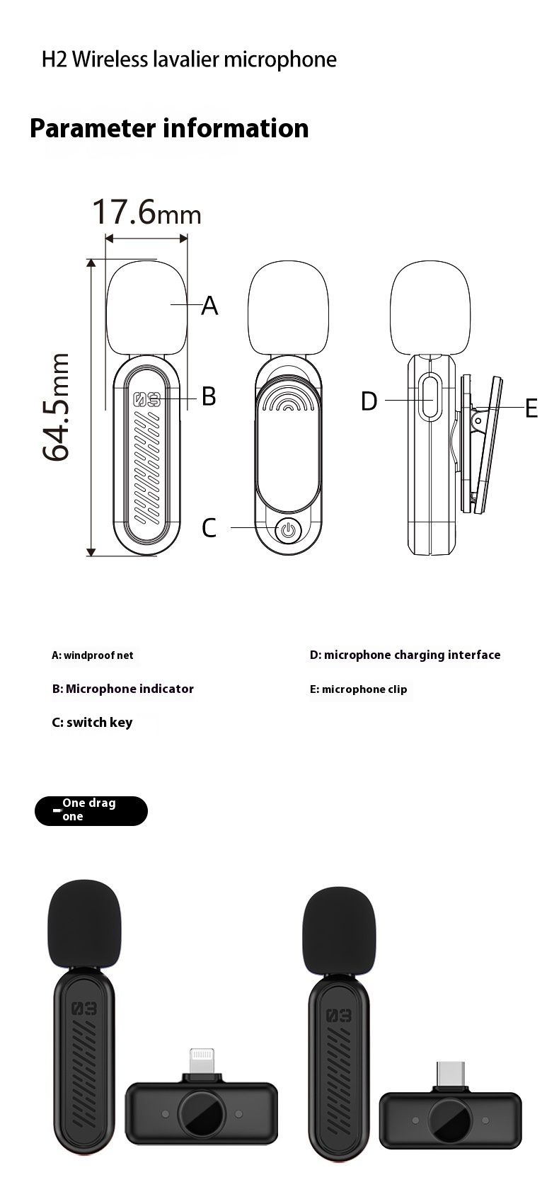 Privémodel magnetische zuigdraadloze lavalier voor mobiele telefoonontvangst, intelligente ruisonderdrukking, buiten live_voghion.com
