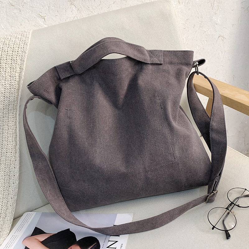 Borsa a tracolla in tela da uomo, grande capacità, con stampa a tinta unita e lettere_voghion.com
