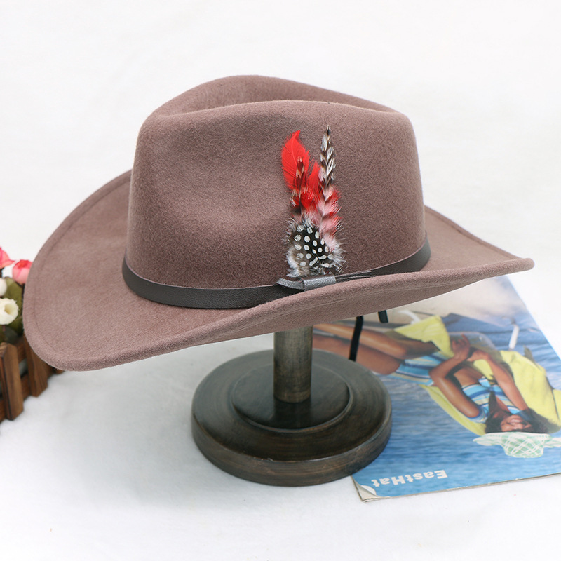 Tibetansk ull cowboyhatt vestlig gentleman filthatt jazzhatt herre vinterhatt_voghion.com