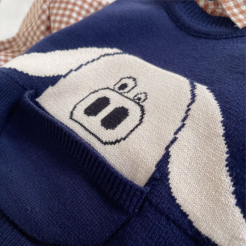 Collezione primavera 2025, versione coreana, gilet a forma di maialino, maglia esterna sottile lavorata a maglia, maglione per bambini con cartoni animati_voghion.com