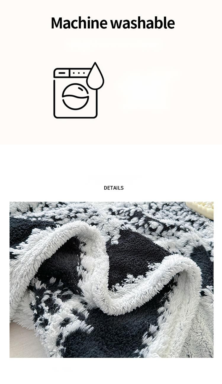Coperta in velluto caldo per divano, ufficio, pisolino e notte, stile 2025, in jacquard cationico con fiocco di neve a righe_voghion.com