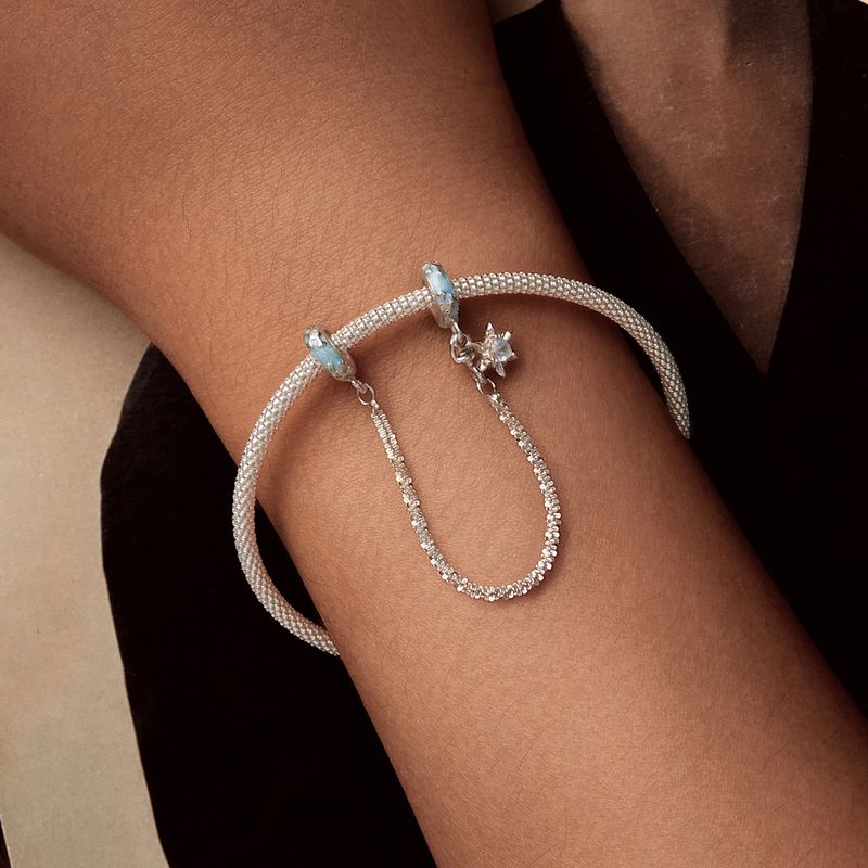 Dije de cadena de seguridad de silicona con cristales de hielo, dije de plata esterlina, BSC1076_voghion.com