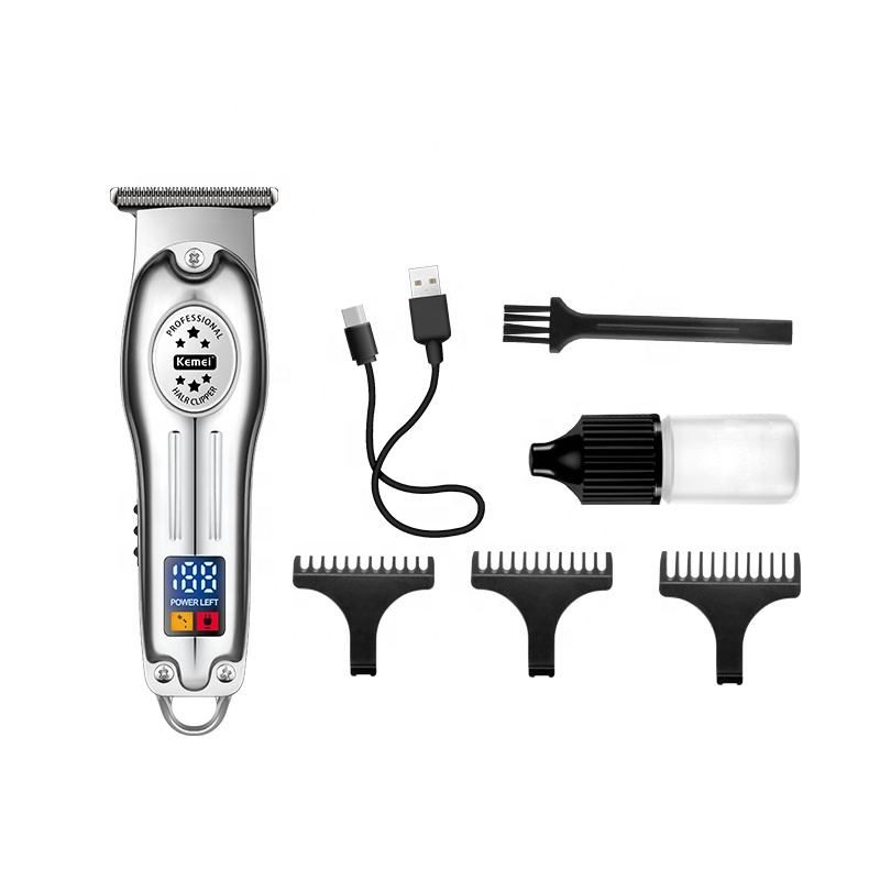 Kemei KM-678 Mini tosatrici portatili Tagliacapelli professionale in metallo Display LCD Trimmer elettrico Tagliacapelli ricaricabile_voghion.com